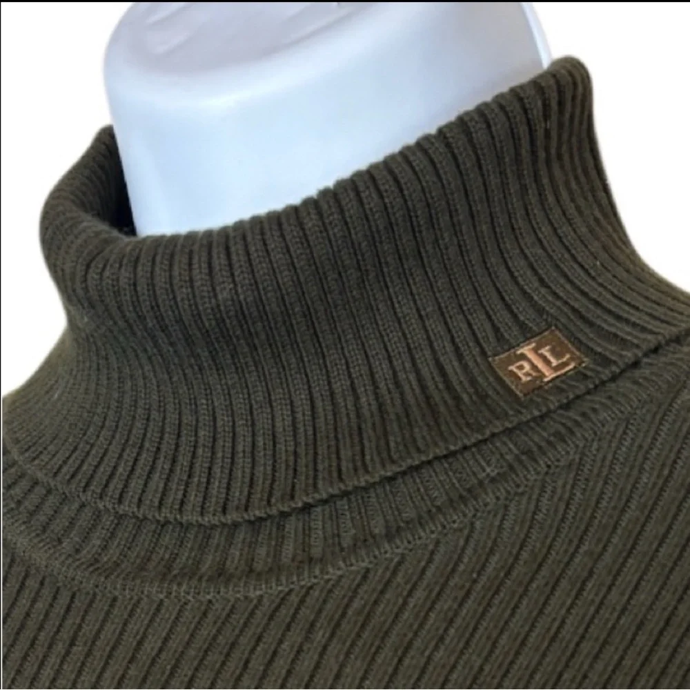 Ralph Lauren Ribbed Turtleneck Sweater Vintage 90s Y2K Olive Green Brown Size XL